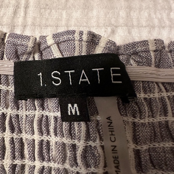 1 State Striped Smocked Off-The-Shoulder Jumpsuit - Size M - Picture 11 of 16